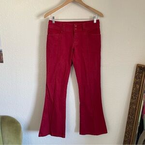 Vintage 2000’s Abercrombie Red Cotton Flared Pants Y2K 00’s Mid Rise